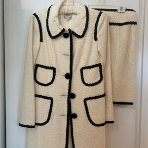 Nanette Lepore Cream and Black Textured Blazer